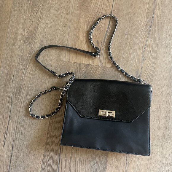 Lancaster Women's Black Leather Crossbody Purse Bag 8" x 7"! - Picture 2 of 11